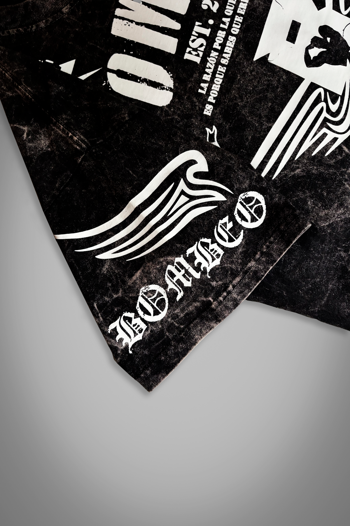 OVERSIZE "CLAVES DEL ÉXITO" BLACK ACID WASH