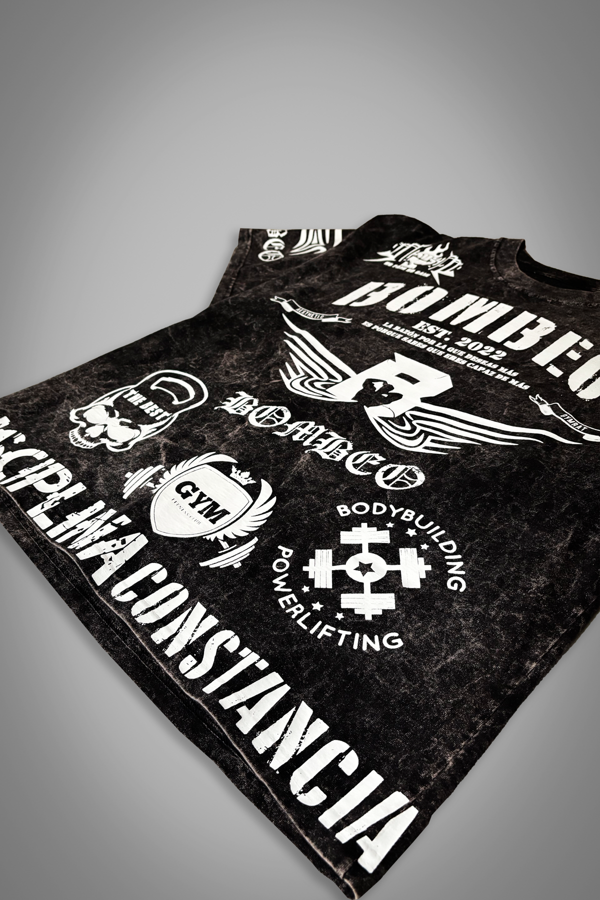 OVERSIZE "CLAVES DEL ÉXITO" BLACK ACID WASH