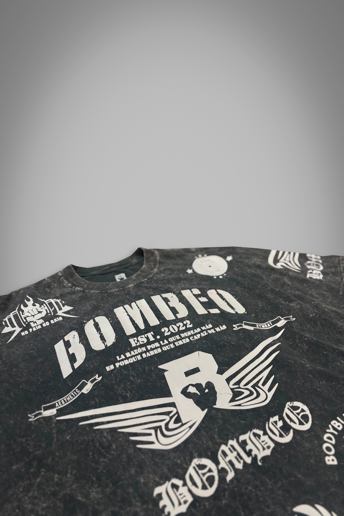 OVERSIZE "CLAVES DEL ÉXITO" GREY ACID WASH
