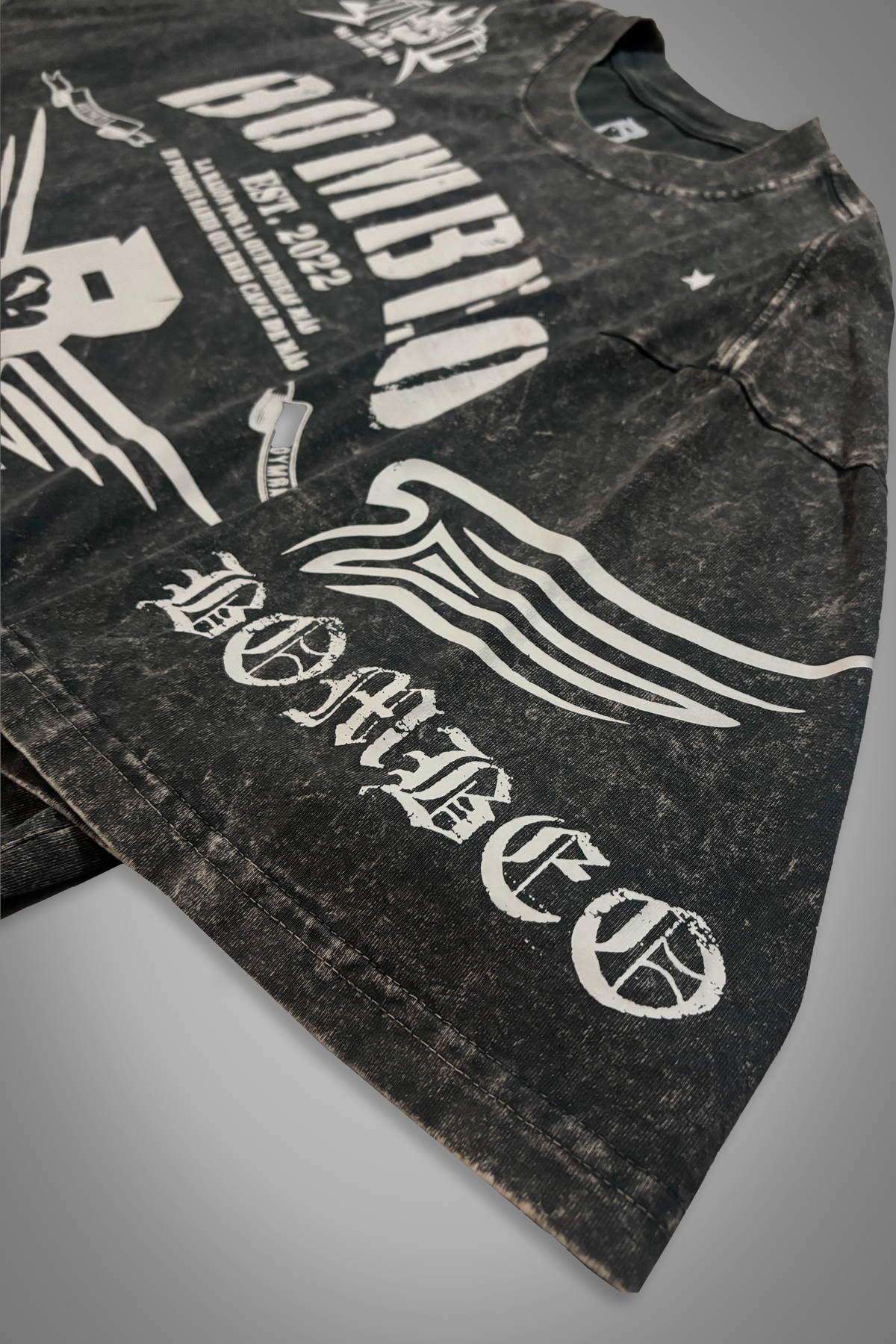 OVERSIZE "CLAVES DEL ÉXITO" GREY ACID WASH